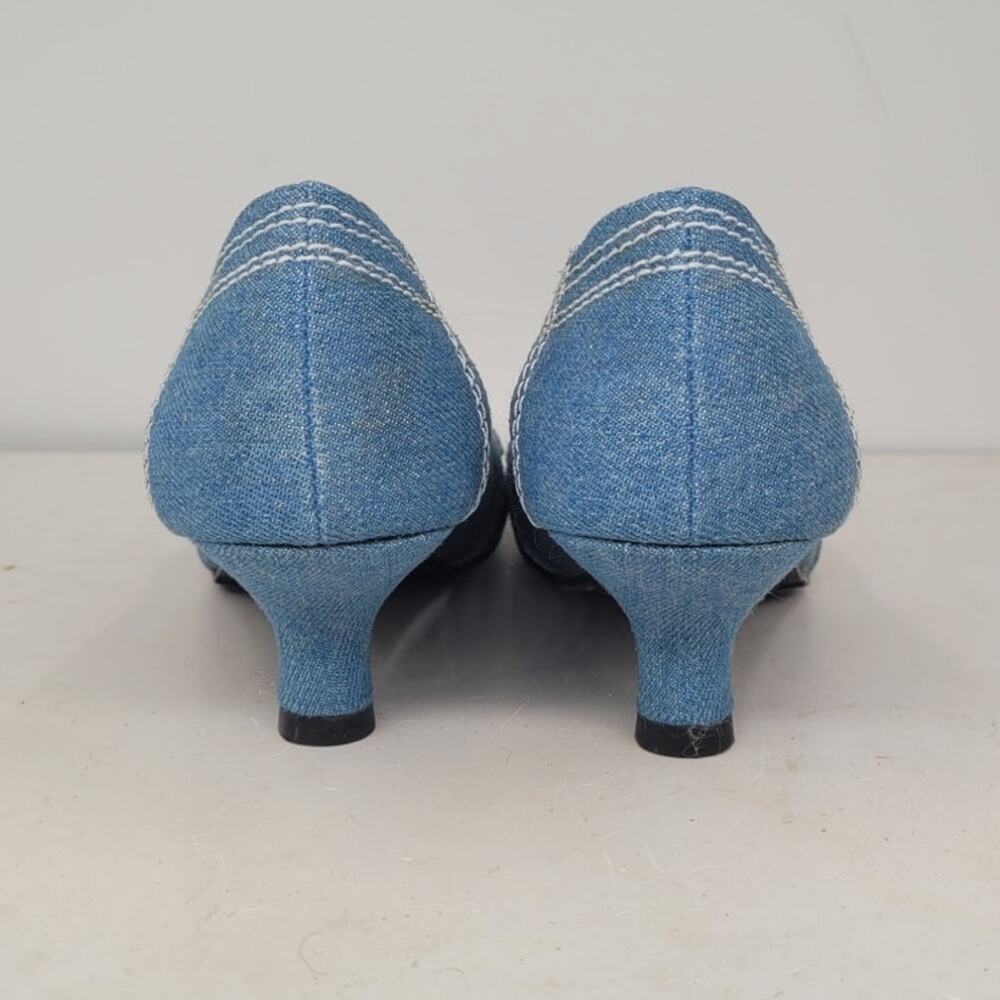 Coup D'etat Denim Bow Kitten Heels Y2K Coquette Romantic Style - Picture 7 of 11